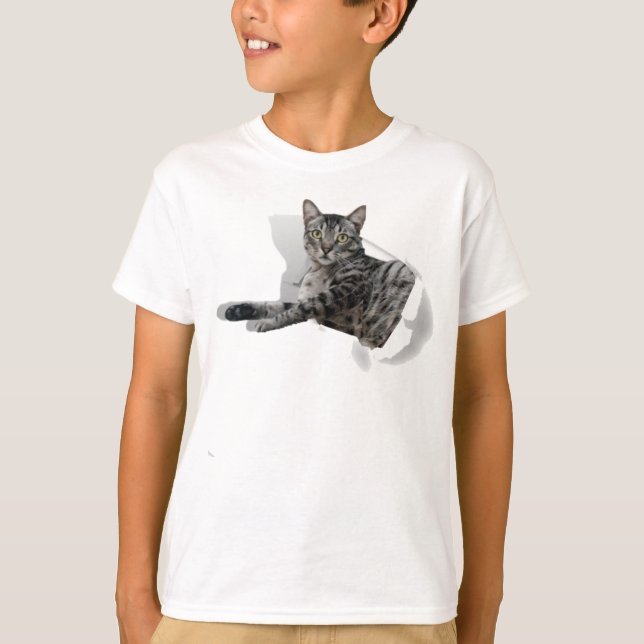 Camiseta Ilusão engraçada 3D Gráfica de Gato Bonito popular (Frente)