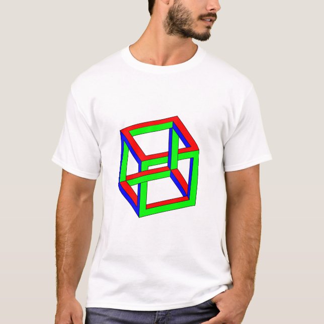 Camiseta Ilusão óptica - cubo impossível do RGB (Frente)
