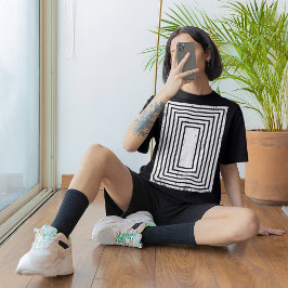 Camiseta Ilusão Óptica de Retângulo Geométrico Angustiado