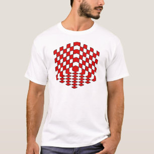 Camiseta ilusão óptica do cubo 3D vermelho