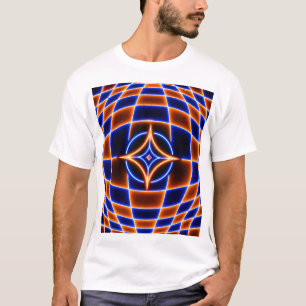 Camiseta Ilusão Óptica Estrela Vórtice Neon – Azul Laranja 