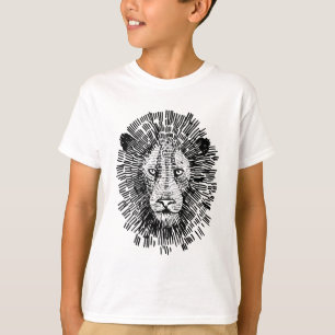 Camiseta Ilustração Abstrata de Rosto de Leão Ousado