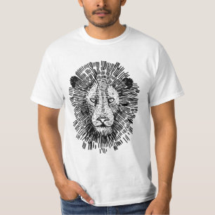Camiseta Ilustração Abstrata de Rosto de Leão Ousado