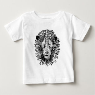 Camiseta Ilustração Abstrata de Rosto de Leão Ousado