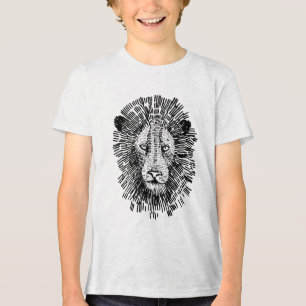 Camiseta Ilustração Abstrata de Rosto de Leão Ousado