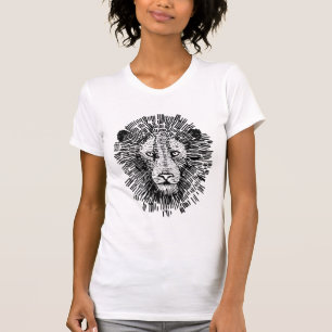 Camiseta Ilustração Abstrata de Rosto de Leão Ousado