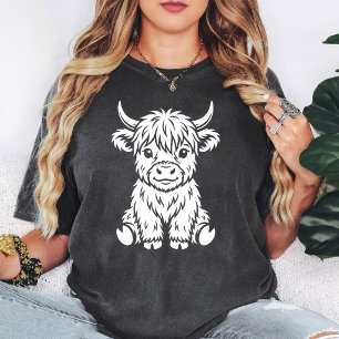 Camiseta Ilustração Adorável de Bezerro de Vaca Highland Br