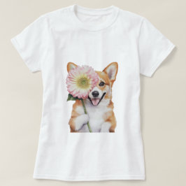 Camiseta Ilustração Adorável de Corgi Watercolor