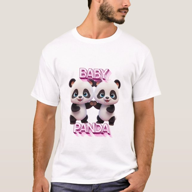 Camiseta Ilustração Adorável de Duo de Panda Bebê – Design  (Frente)