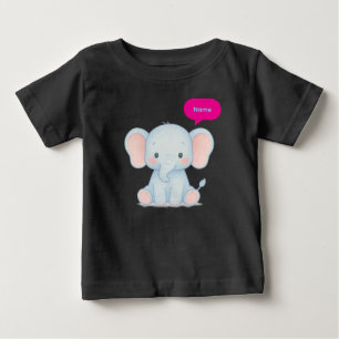Camiseta Ilustração Adorável de Elefante para Bebê Pastel
