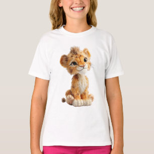 Camiseta Ilustração Adorável de Filhote de Leão Fofinho par