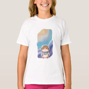 Camiseta Ilustração Adorável de Hamster Astronauta