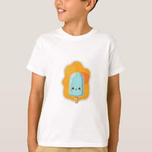 Camiseta Ilustração Adorável de Picolé Azul