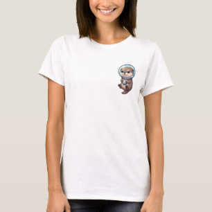 Camiseta Ilustração Adorável de uma Lontra Astronauta