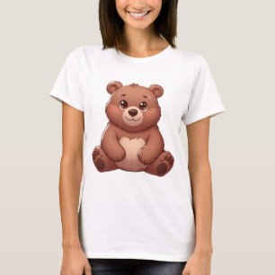 Camiseta Ilustração Adorável Do Urso Cinto - Um Cartô Adorá
