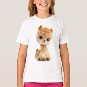 Camiseta Ilustração Adoravelmente Fofa de Alpaca Bebê para