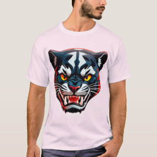 Camiseta Ilustração Agressiva da Cabeça de Tigre