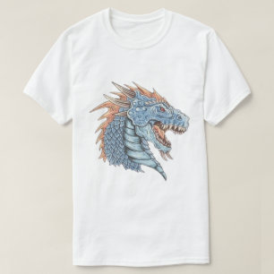 Camiseta Ilustração Agressiva do Cabeçalho do Dragão de Ima