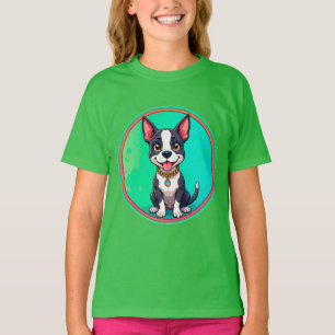 Camiseta Ilustração animada colorida de cachorro alegre