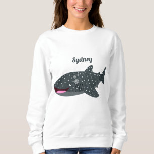 Camiseta Ilustração animada feliz de tubarão-baleia-branca