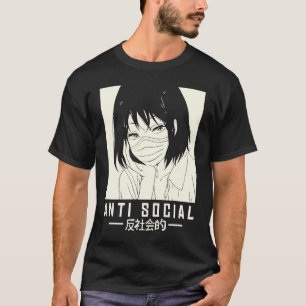 Camiseta Ilustração antissocial japonesa com Mães faciais