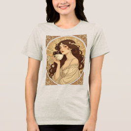 Camiseta Ilustração Art Nouveau de Café da Manhã para Amant