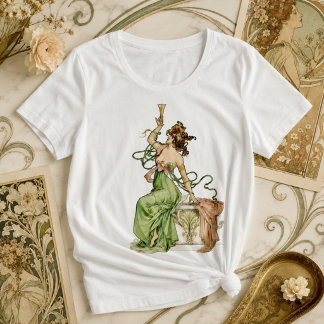 Camiseta Ilustração Art Nouveau Vintage da Senhora do Champ