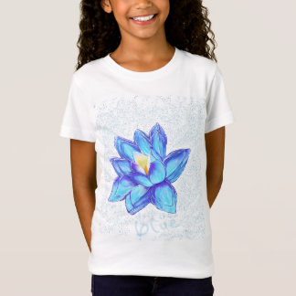 Camiseta Ilustração Artística Botânica da Flor de Lótus Azu