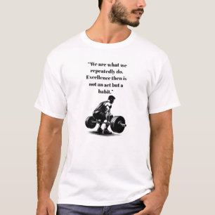 Camiseta ilustração artística do homem elevando pesos corpo