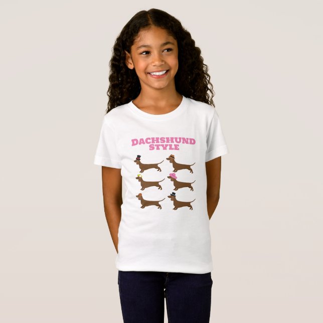 Camiseta Ilustração bonito dos Doxies do estilo do (Frente Completa)