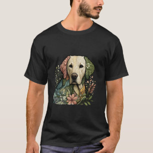 Camiseta Ilustração Botânica da Natureza do Cão Labrador Re