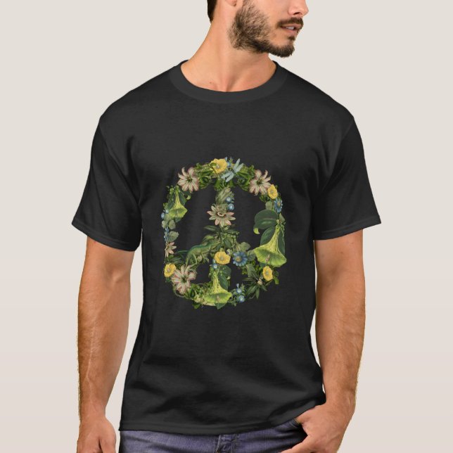 Camiseta Ilustração Botânica da Natureza Sinal de Paz (Frente)