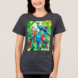 Camiseta Ilustração Botânica de Aves Tropicais