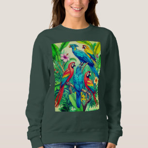 Camiseta Ilustração Botânica de Aves Tropicais