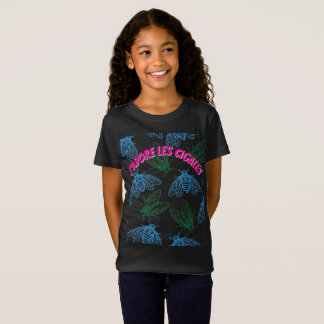 Camiseta Ilustração Botânica de Cigarra Padrão Preto Francê