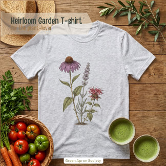 Camiseta Ilustração Botânica de Jardim de Polinizadores