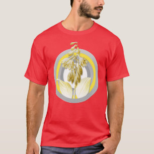 Camiseta Ilustração Botânica Diário Azul em Cinzas e Ye