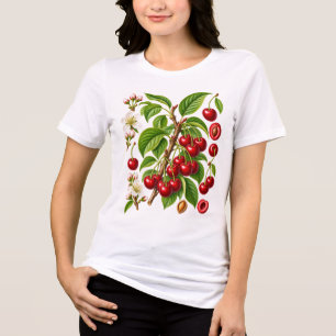 Camiseta Ilustração Botânica Vintage de Cereja