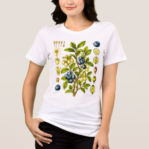 Camiseta Ilustração Botânica Vintage de Mirtilo Azul