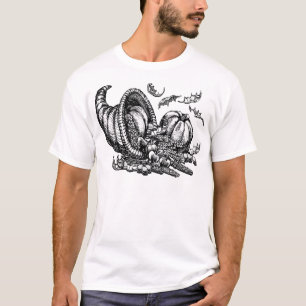 Camiseta Ilustração Branca Negra Clássica de Cornucopia Sel