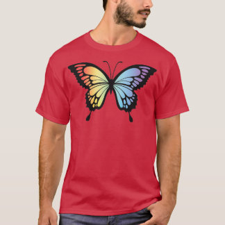 Camiseta Ilustração Butterfly Design Arco-Íris Vantagem Det