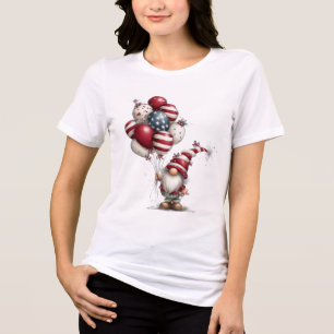 Camiseta Ilustração Caprichosa de Gnomo Patriótico