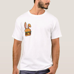 Camiseta Ilustração Caprichosa de Hambúrguer de Coelho com