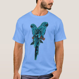 Camiseta Ilustração casal azul de namorados do papagaio azu