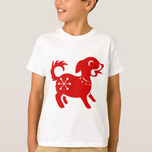 CAMISETA ILUSTRAÇÃO CHINESA DO CÃO PAPERCUT DO ZODÍACO
