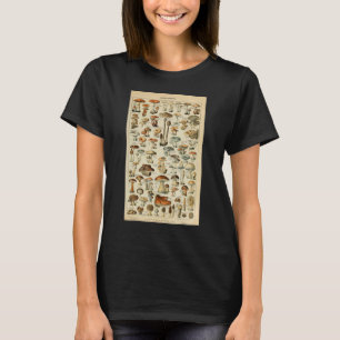 Camiseta Ilustração Científica Botânica de Cogumelos Vintag