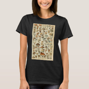 Camiseta Ilustração Científica Botânica de Cogumelos Vintag