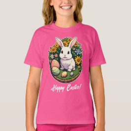 Camiseta Ilustração Clássica do Coelho de Páscoa. Feliz Pás