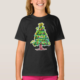 Camiseta Ilustração Colorida da Árvore Natal