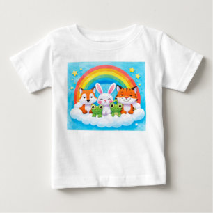 Camiseta Ilustração colorida de animais